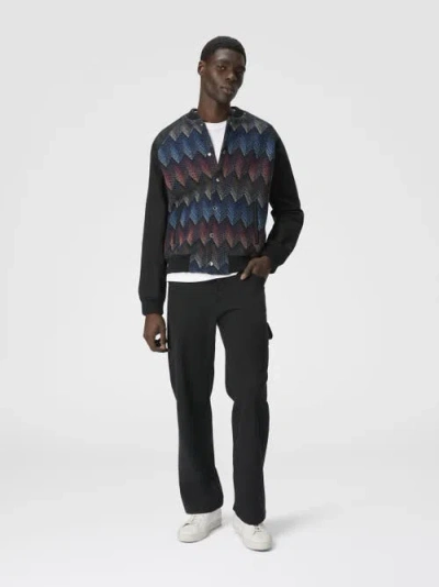 Missoni Cotton-blend Bomber Jacket With Zigzag Knit Insert