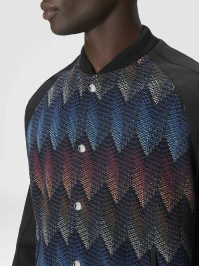 Missoni Cotton-blend Bomber Jacket With Zigzag Knit Insert