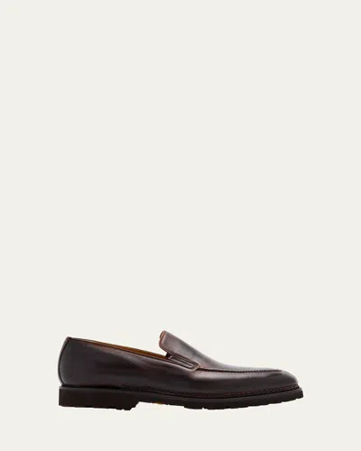 Bontoni Men's Dome Leather Lug-sole Loafers