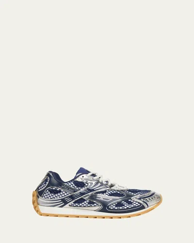Bottega Veneta Technical Fishnet Orbit Sneaker In Blue