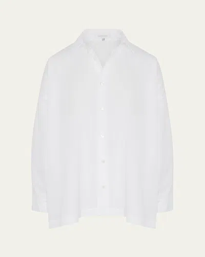 Eskandar Cotton Poplin Angle-to-front Side Seam Shirt With Collar (long Length)