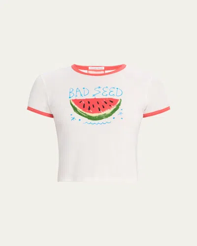 Mother Womens The Itty Bitty Logo-print Short-sleeve Cotton-jersey T-shirt Bad Seed