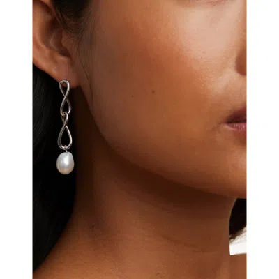 Astrid & Miyu Womens 18ct Yellow Gold-plated Recycled Sterling-silver, Zirconia And Freshwater-pearl Stud Earrings