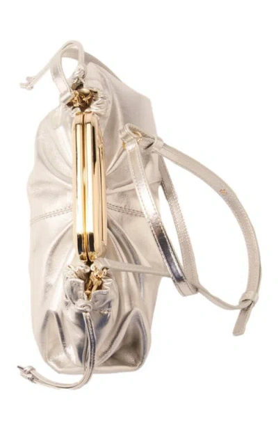 Maje Leather Metal Handle Clutch