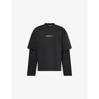 Peacemaker Mens Double-layer Boxy-fit Cotton Top Black