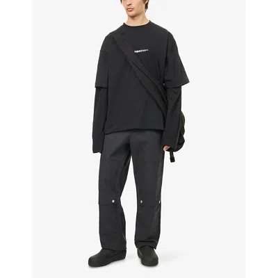 Peacemaker Mens Double-layer Boxy-fit Cotton Top Black