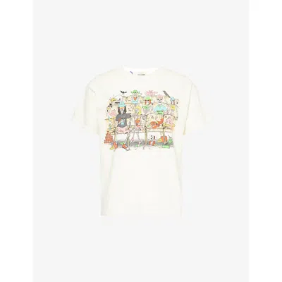 Gallery Dept. Mens Skeleton Beach Graphic-print Cotton T-shirt Archival White