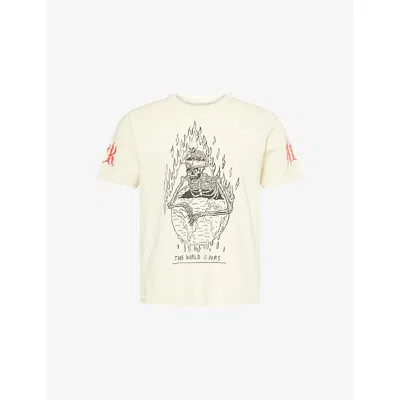Gallery Dept. Mens The World Is Ours Graphic-print Cotton T-shirt Archival White In Neutral