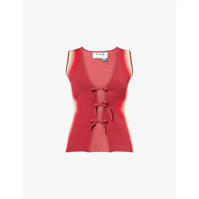 Ph5 H5 Womens Nova V-neck Stretch-woven Vest Cherry Red Xs In Red