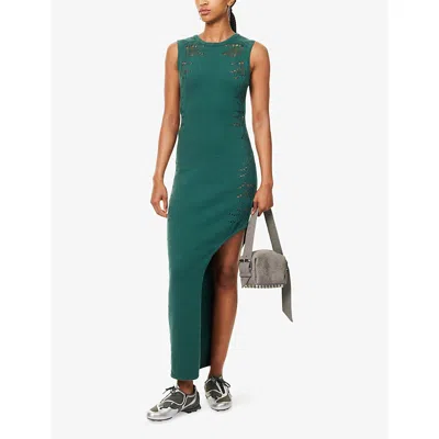Daily Paper Womens Asymmetric Ladder Knitted Maxi Dress Bistro Green