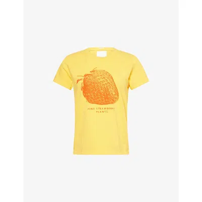 Mother Womens The Sinful Graphic-print Cotton-jersey T-shirt Fine Strawberry