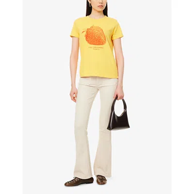 Mother Womens The Sinful Graphic-print Cotton-jersey T-shirt Fine Strawberry