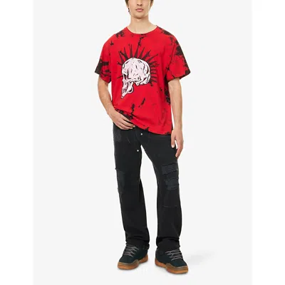 Gallery Dept. Mens Exploited Graphic-print Cotton T-shirt Red Tie Dye