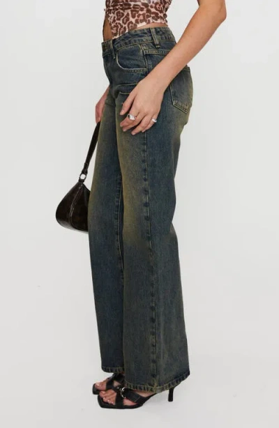 Princess Polly Inverness Pintuck Mid Rise Wide Leg Jeans