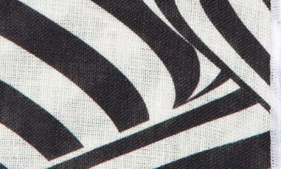 Clifton Wilson Black & White Swirling Stripes Linen Pocket Square