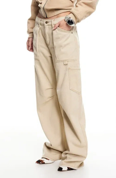 Lioness Miami Vice Low Rise Carpenter Jeans In Neutral