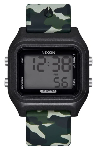 Nixon The Ripper Silicone Strap Digital Watch, 36.5mm In Black