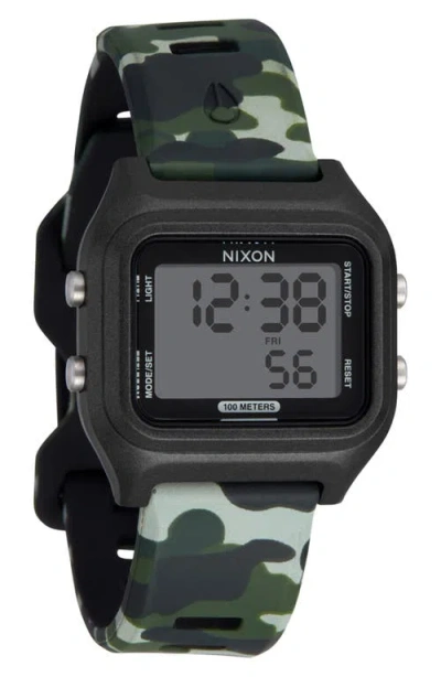 Nixon The Ripper Silicone Strap Digital Watch, 36.5mm In Black