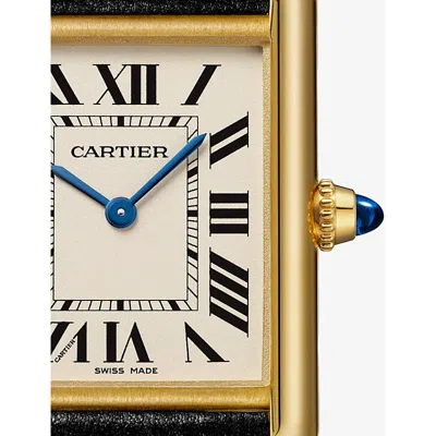 Cartier Wgta0359 Tank Louis  Large 18ct Yellow-gold And Leather Quartz Watch