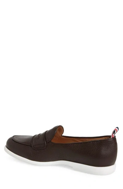 Thom Browne Varsity Square Toe Penny Loafer In Brown