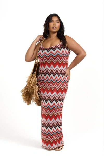 FASHION-SZN CURVE FASHION-SZN CURVE SLEEVELESS RETRO MESH MAXI DRESS 