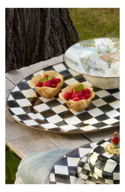 Mackenzie-childs Mackenzie Childs Courtly Check Large Enameled Steel Oval Platter