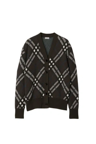 Burberry Check Wool Mohair Blend Cardigan