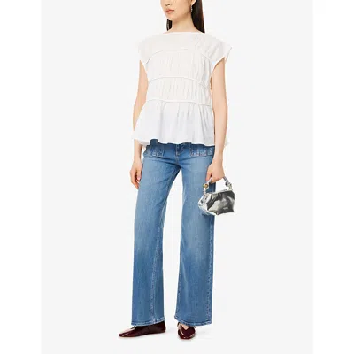 Paige Womens Familia Eco Harper Wide-leg High-rise Stretch-denim Jeans In Blue