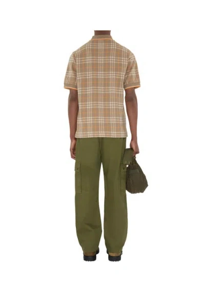 Burberry Checked Cotton Polo Shirt In Brown