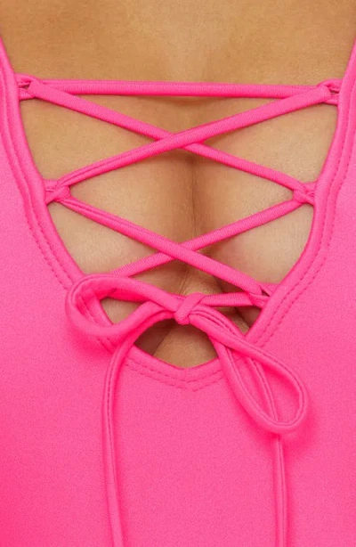 Bca Lace-up Plunge One-piece Swimsuit