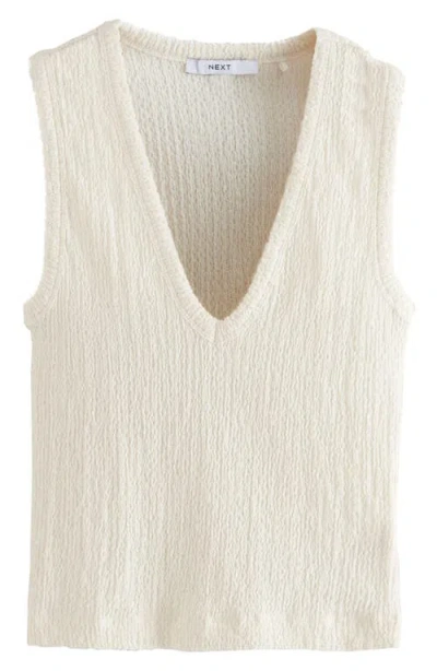 Next Textured V-neck Sleeveless Knit Top In Neutral