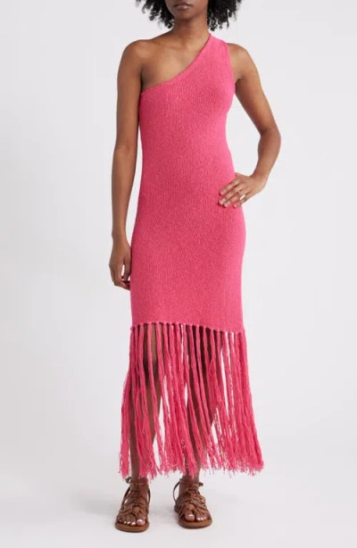 Rails Antonia One-shoulder Fringe Hem Cotton Blend Sweater Dress