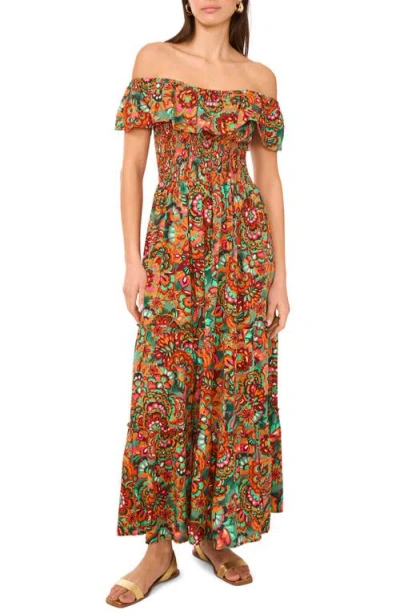 Vince Camuto Floral Off The Shoulder Tiered Ruffle Maxi Dress