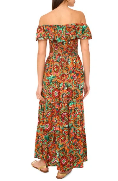 Vince Camuto Floral Off The Shoulder Tiered Ruffle Maxi Dress