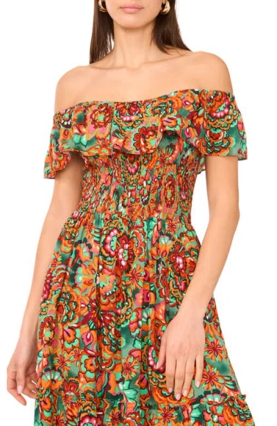 Vince Camuto Floral Off The Shoulder Tiered Ruffle Maxi Dress