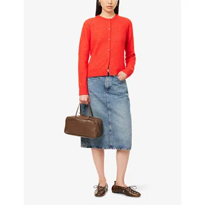 Samsoe & Samsoe Womens Nor Brushed Knit Cardigan Flame Scarlet