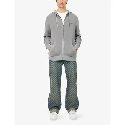Daily Paper Mens Embroidered-logo Zip-through Knitted Hoody Reyote