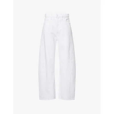 Mother Womens The Full-pipe Ankle High-rise Denim Jeans Picket Fence In White