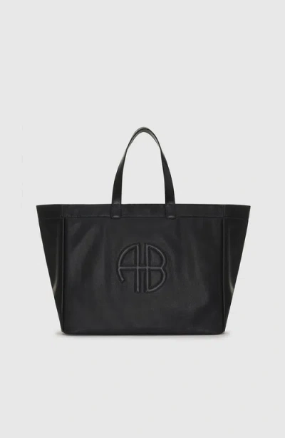 Anine Bing Large Rio Tote In Black Recycled Leather