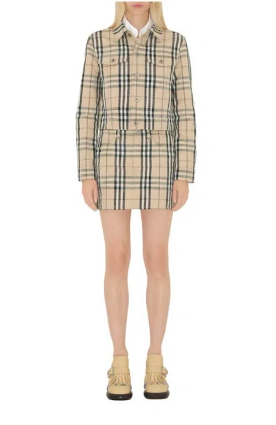 Burberry Cropped Check Denim Jacket