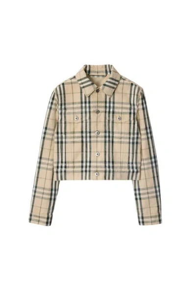 Burberry Cropped Check Denim Jacket