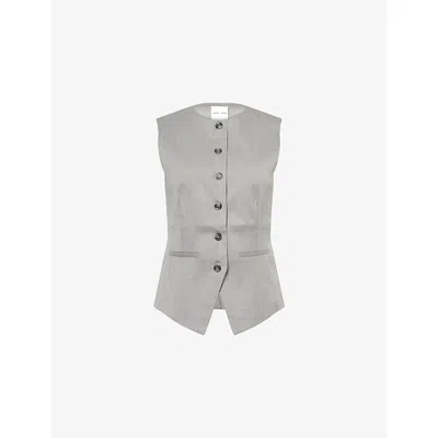 Samsoe & Samsoe Womens Saruma Round-neck Stretch-woven Vest Grey Mel. Xs