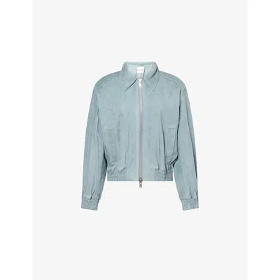 Samsoe & Samsoe Womens Sasaffy Elasticated-trims Suede Jacket Surf Spray Xs