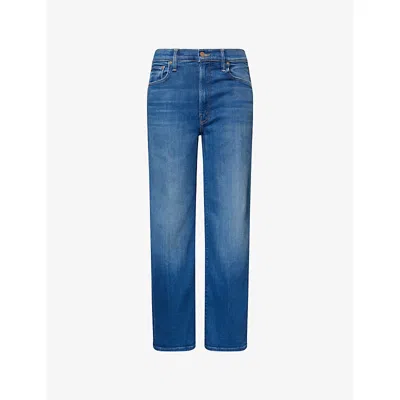 Mother Womens The Rambler Zip Flood Straight-leg Stretch-denim Blend Jeans Nip It In The Bud