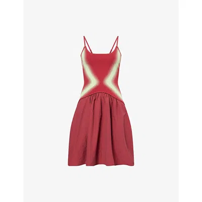 PH5 H5 WOMENS CHERRY RED NAOMI MIXED SHOULDER-STRAPS STRETCH-WOVEN MINI DRESS XS 
