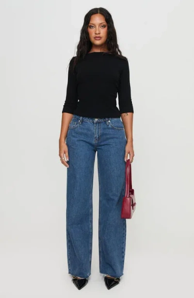 Princess Polly Darla Raw Hem Low Rise Relaxed Straight Leg Jeans