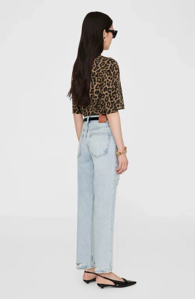 Anine Bing Avi Leopard Print Cotton T-shirt