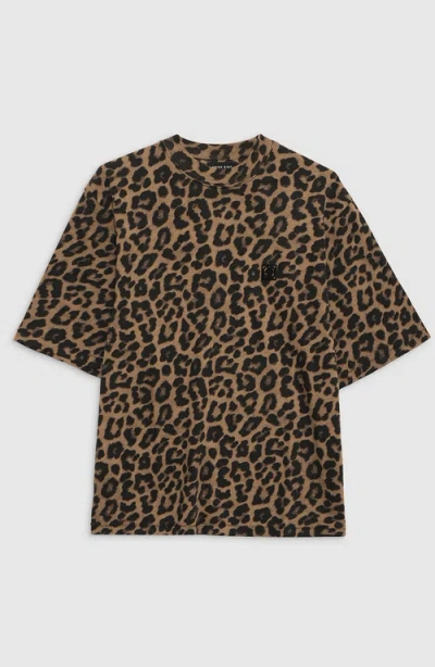 Anine Bing Avi Leopard Print Cotton T-shirt