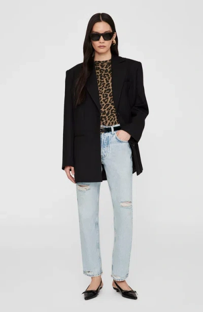 Anine Bing Avi Leopard Print Cotton T-shirt