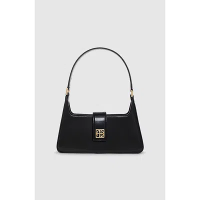 Anine Bing Lou Shoulder Bag In High-shine Black